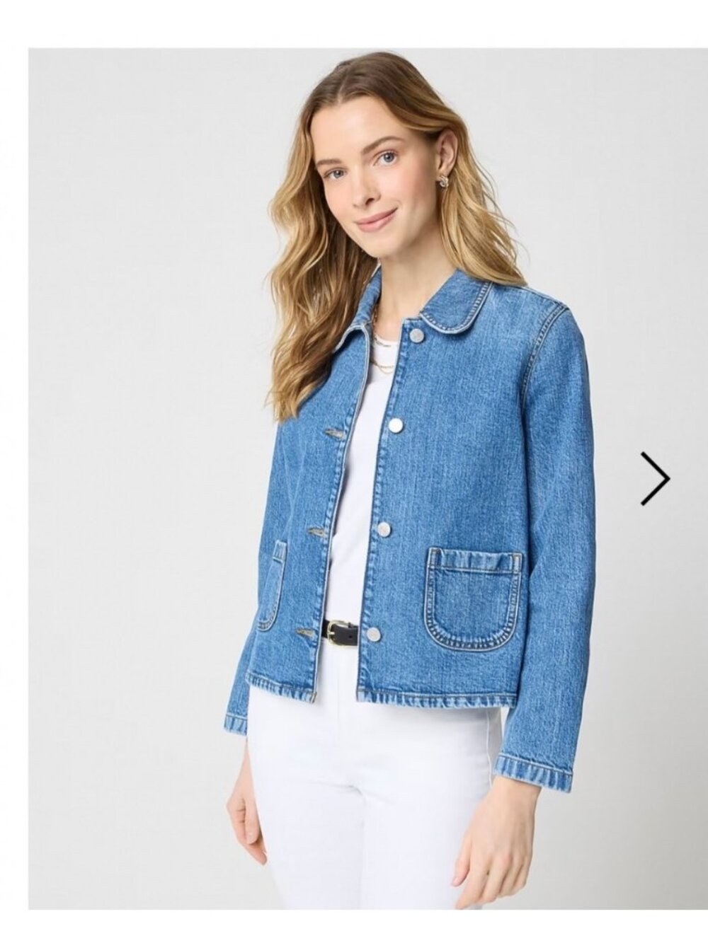 J. Crew Collared Denim Jacket Front Pockets Button Closure Light Wash Blue Xl